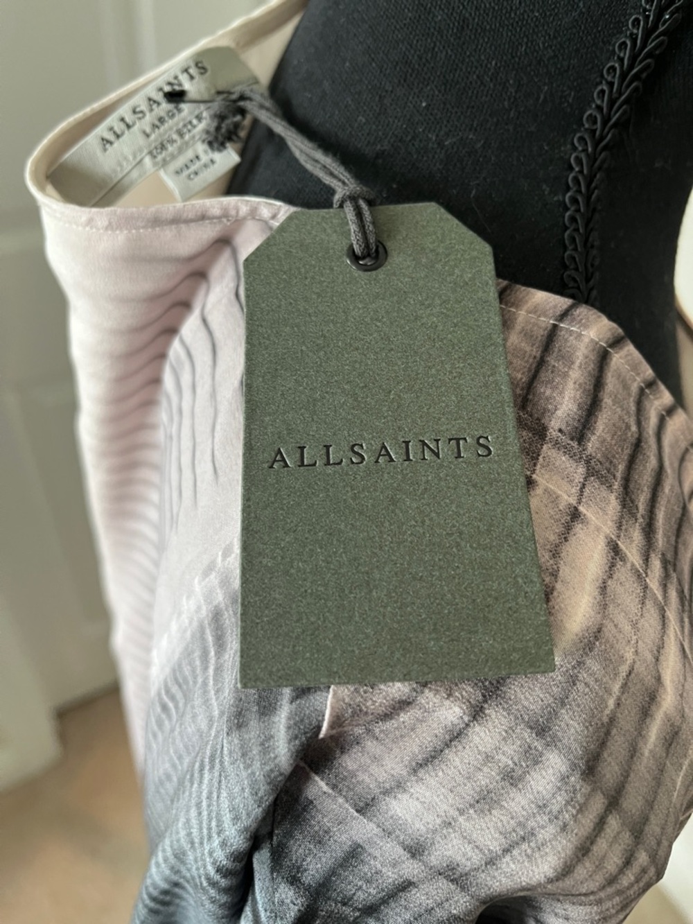 AllSaints Silk Pink and Gray Ombre Stripe Tunic Dress - Picture 7 of 12